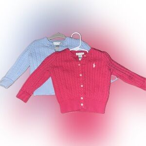 Ralph Lauren Cable Knit Sweaters Pink and Blue Baby Girl 18 months
